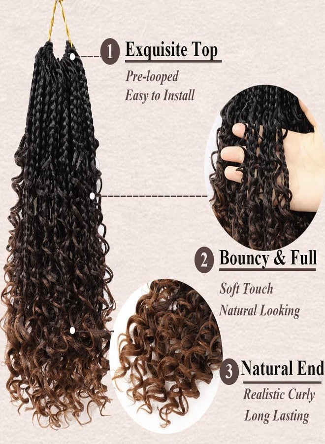 Colorful Queen Crochet Hair 12 Inch Boho Crochet Braids for Black Women 7 Packs Pre Looped Bohemian Box Braids With Curly Ends Boho Box Braids Knotless Crochet Braids 1B3330 - Image 2